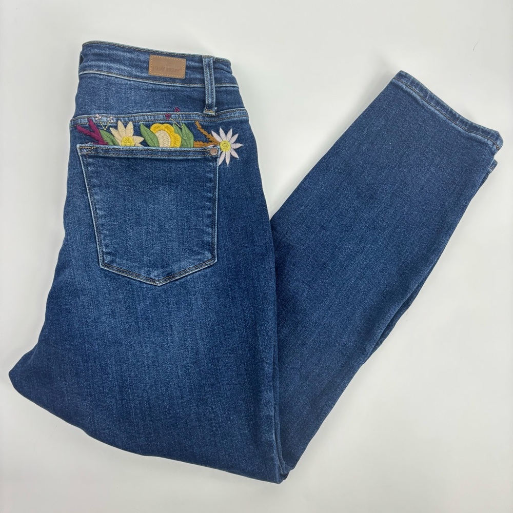 Judy Blue Boyfriend Floral Embroidered Jeans